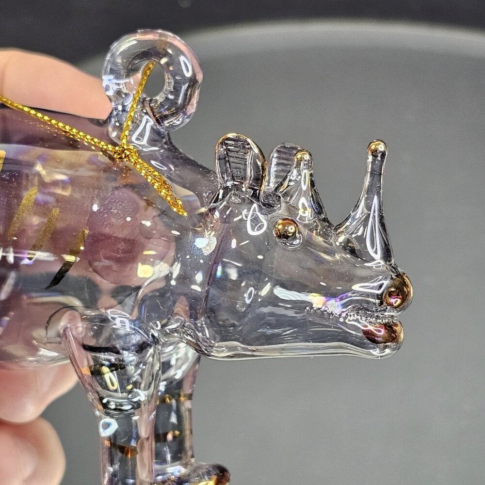 Christmas Ornament Rhino Rhinoceros Figurine Blown Glass Handmade Germany - Picture 5 of 13